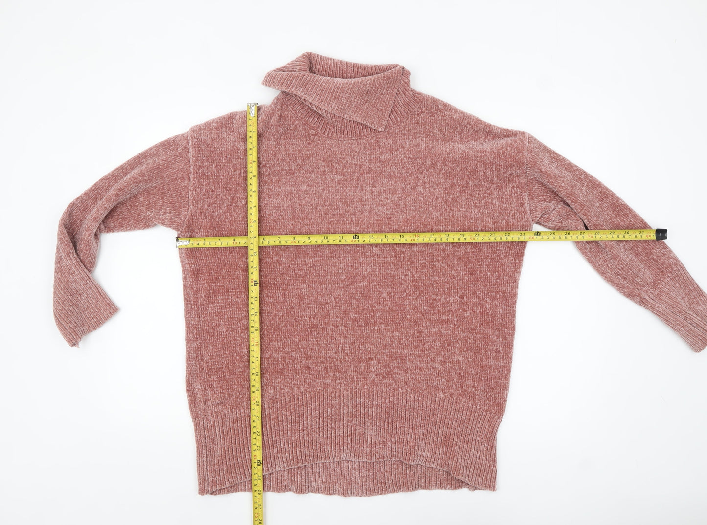 Dixie Women Pink Roll Neck Chunky Knit Pullover Jumper M