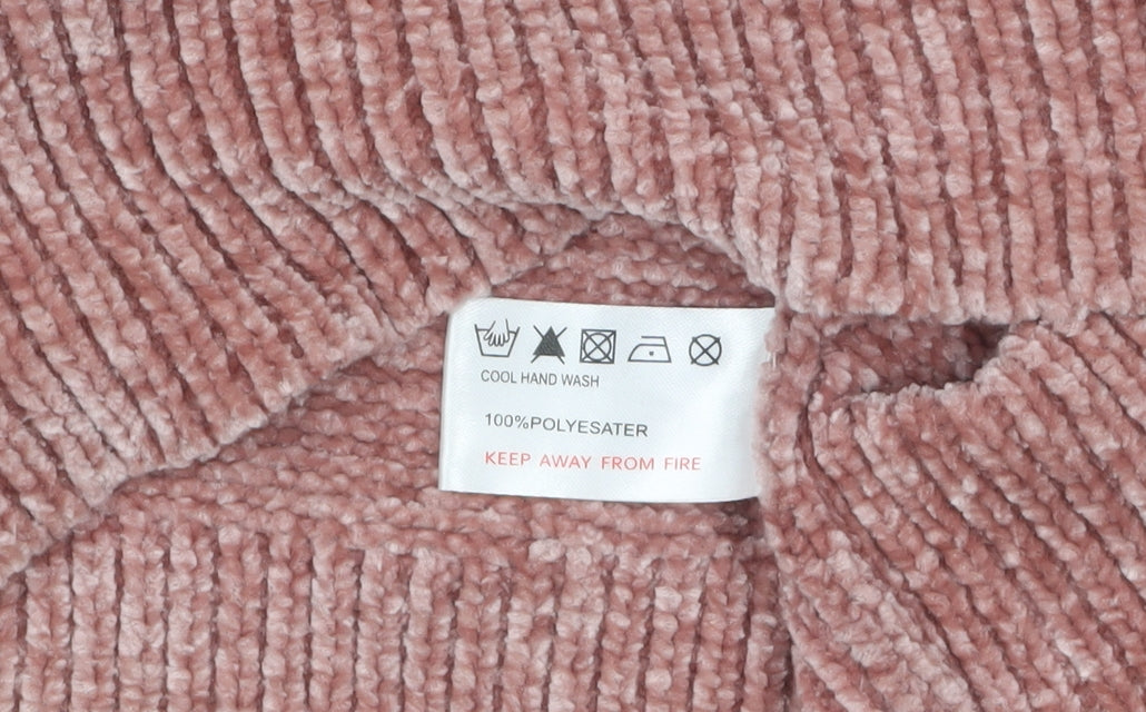 Dixie Women Pink Roll Neck Chunky Knit Pullover Jumper M