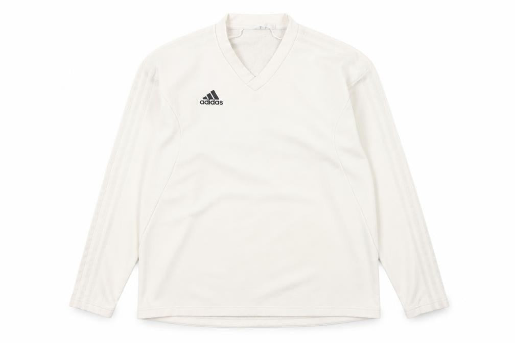 Adidas Men's Beige V-Neck Sweatshirt Size L Classic Pullover