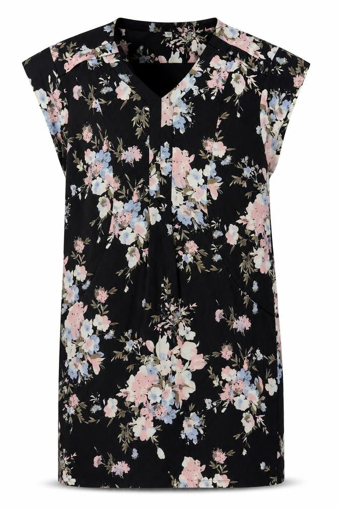 Uttam Boutique Women’s Black Floral Shift Dress Size 12 Short Sleeve