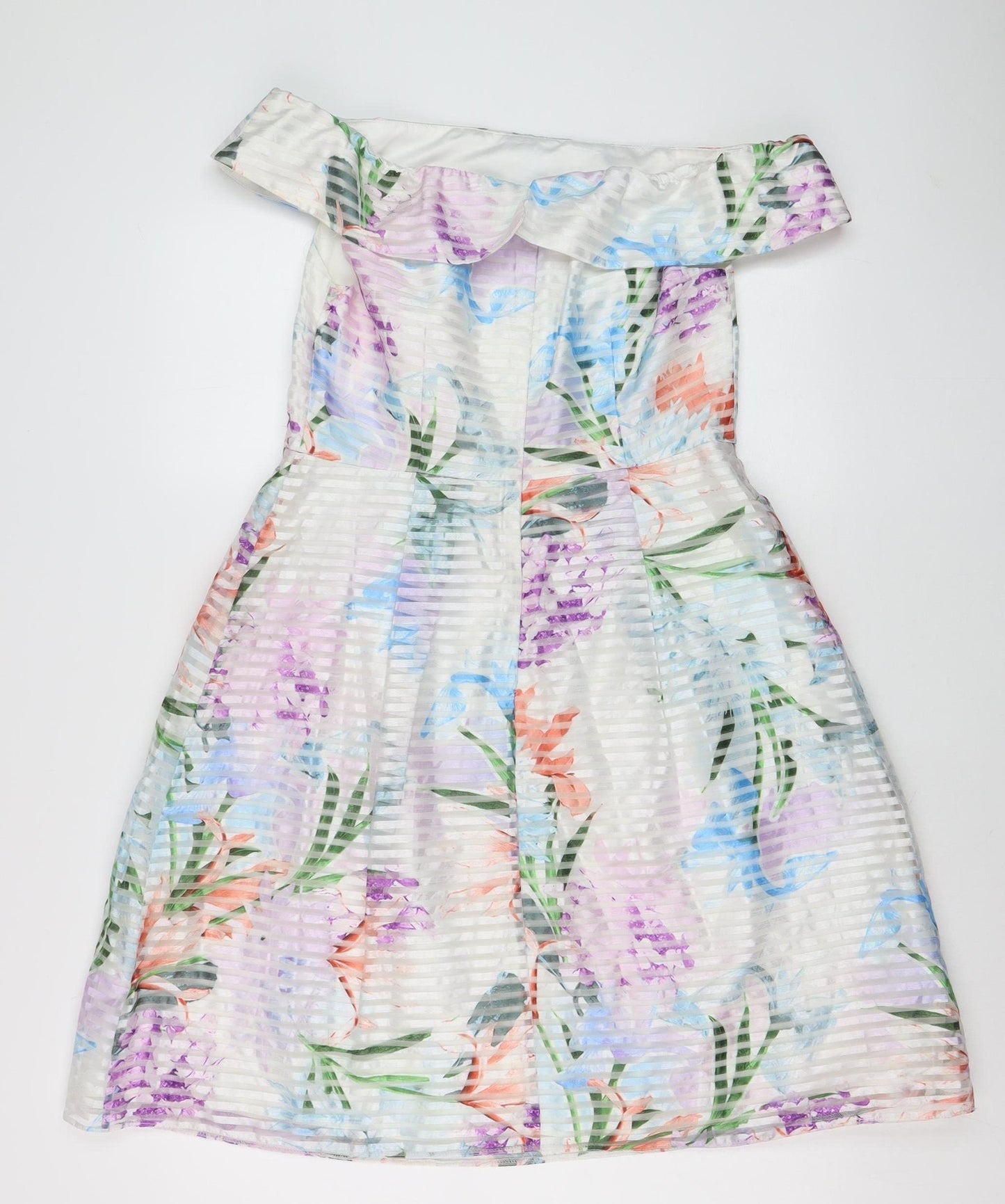 Dorothy Perkins Women's Multicoloured Floral Off Shoulder Knee Length A-Line Dress Size 12