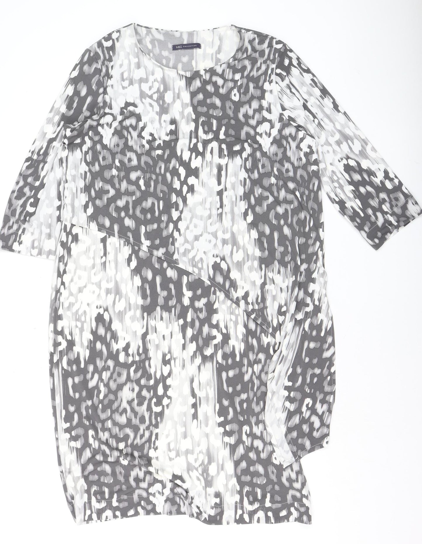 Marks and Spencer Women Grey Abstract Shift Dress Size 16