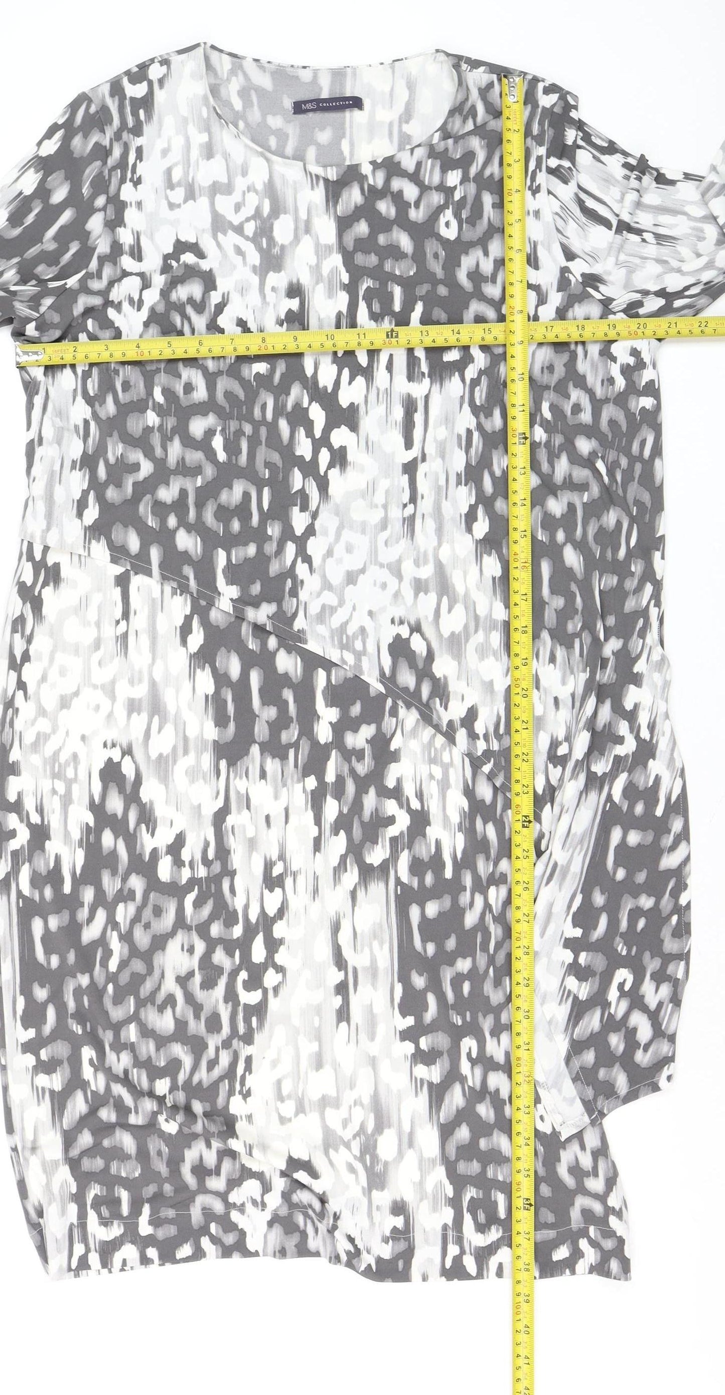 Marks and Spencer Women Grey Abstract Shift Dress Size 16