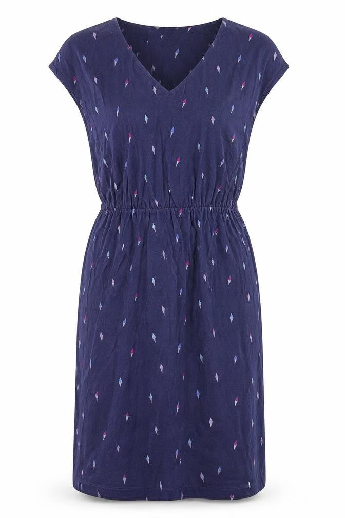 Hobbs Women Blue Geometric V-Neck Shift Dress Size S