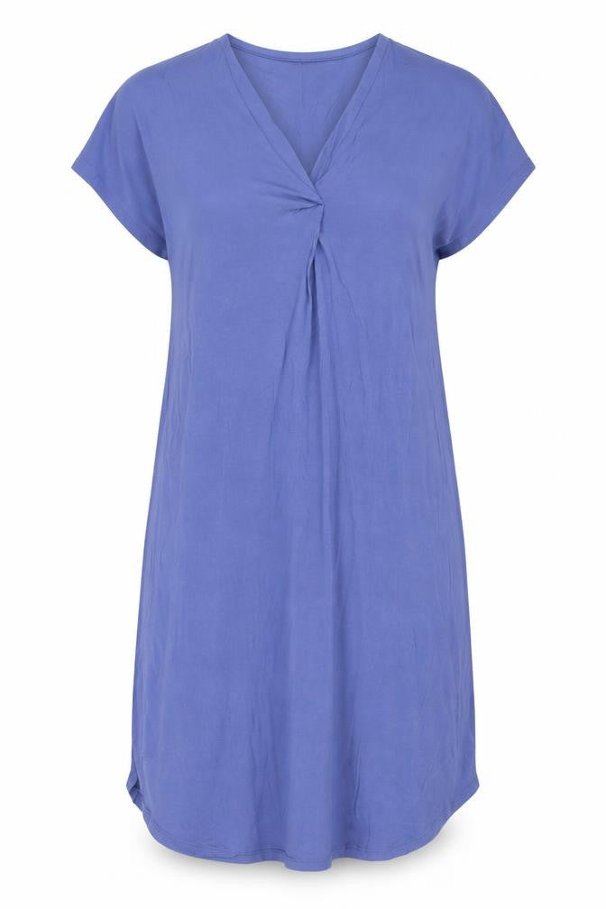 Part Two Women Blue Knee Length V-Neck Shift Dress Size S