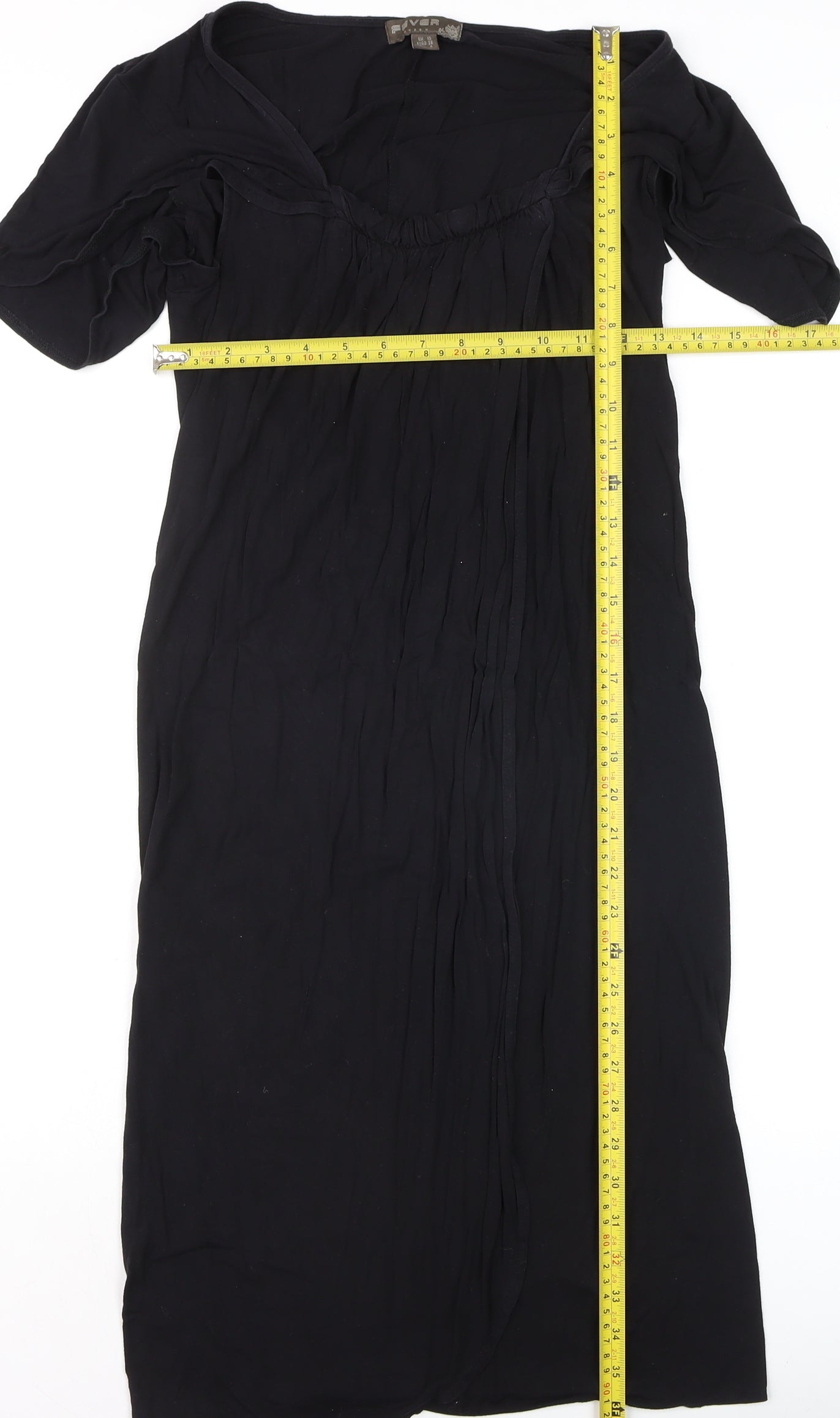 Fever London Women’s Black V-Neck Knee Length Sheath Dress Size 10