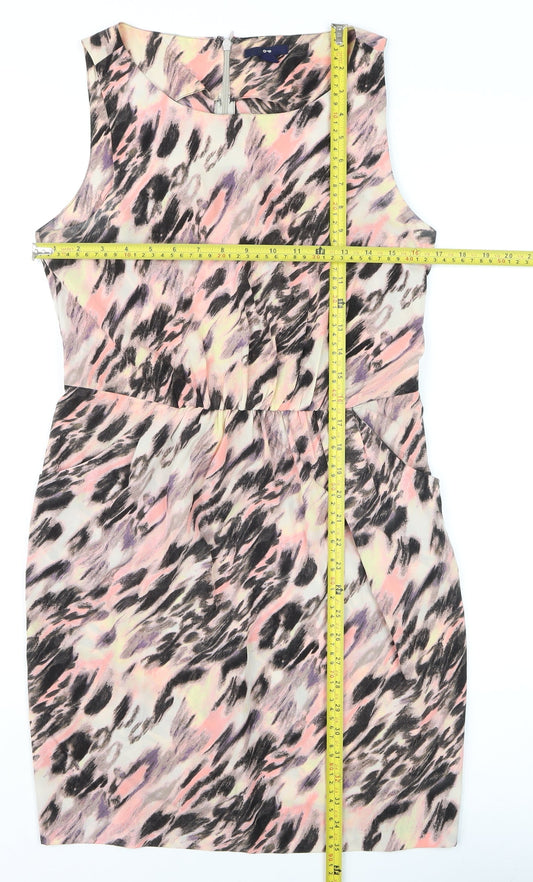 Gap Women Pink Animal Print Sleeveless Pencil Dress UK 10