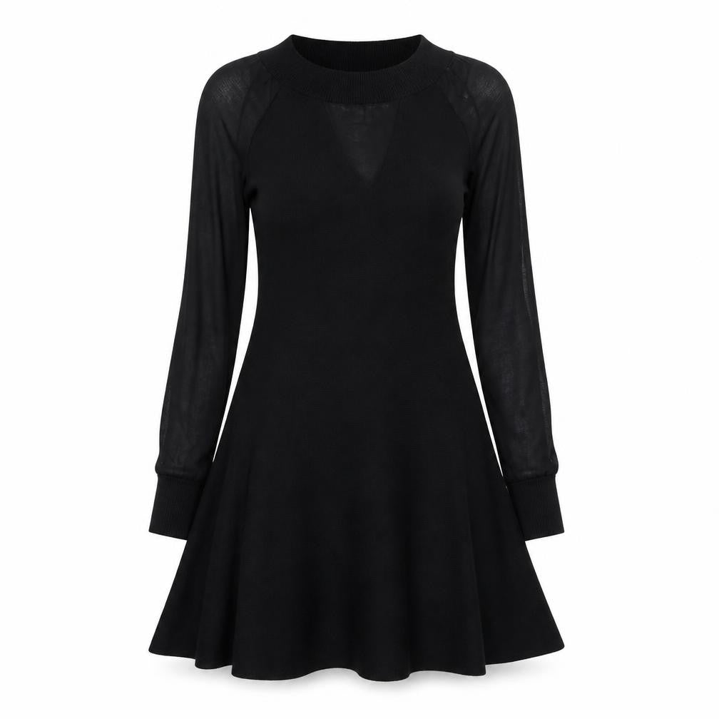 Instant Vintage Women Black Knit Fit & Flare Dress M
