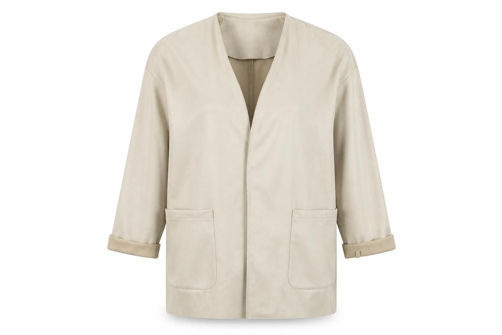 Zara Women Beige Relaxed Fit Open Front Coatigan Size 16