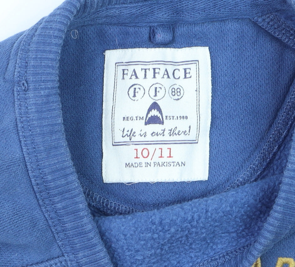 FatFace Boys Blue Graphic Print Pullover Sweatshirt 10-11 Years