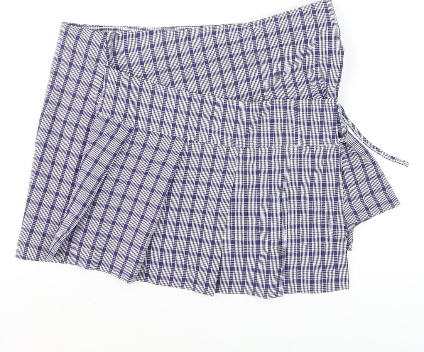 Collusion Womens Blue Check Pleated Wrap Skirt Size 10