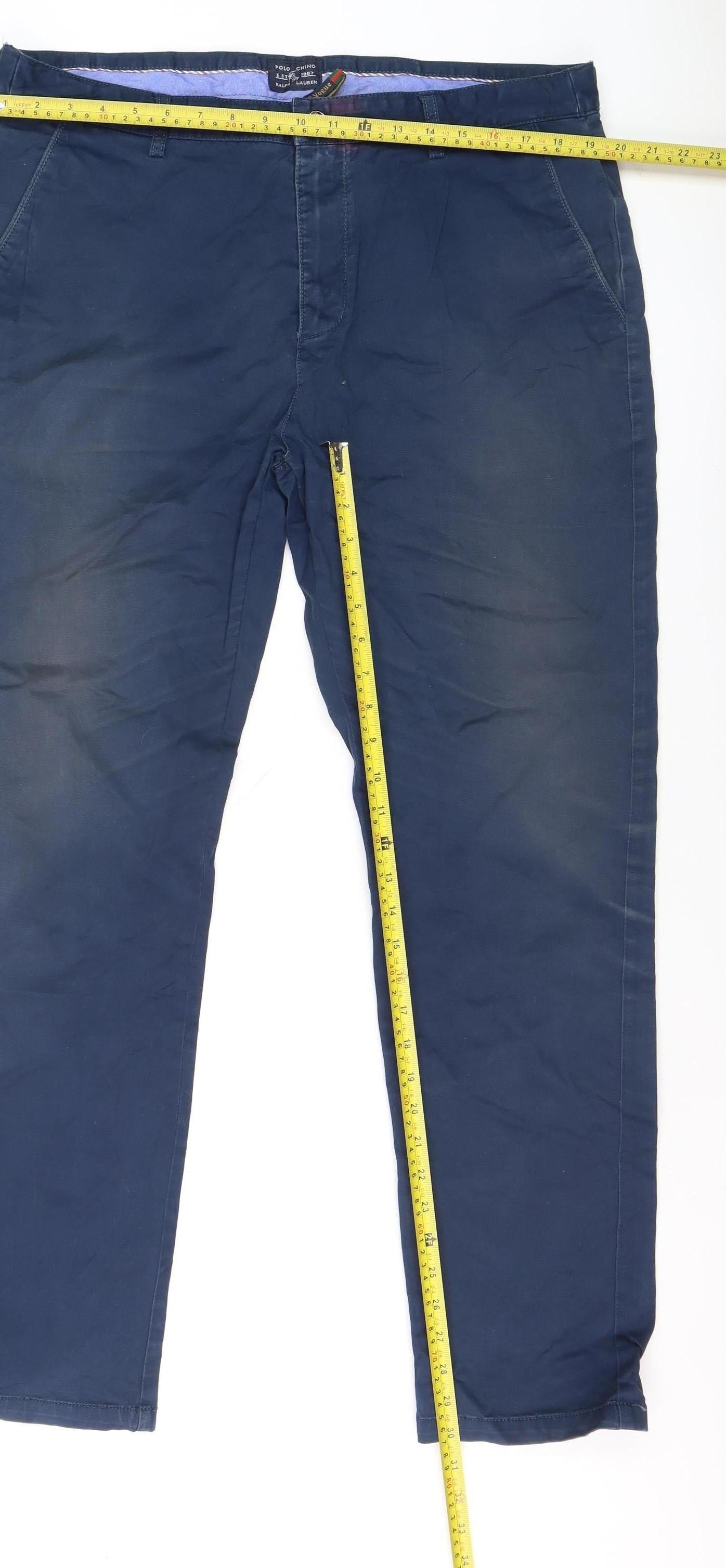 Ralph Lauren Men's Blue Straight Fit Cotton Chino Jeans Size 42