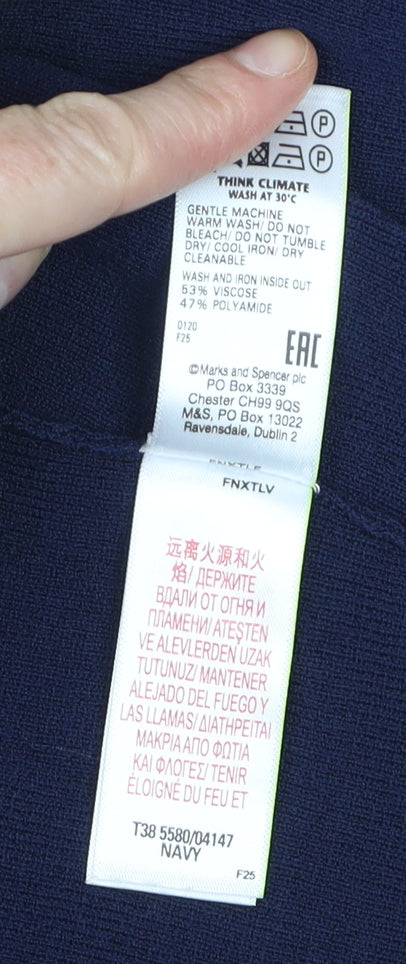 Marks and Spencer Womens Blue Size 10 Knit Open Cardigan