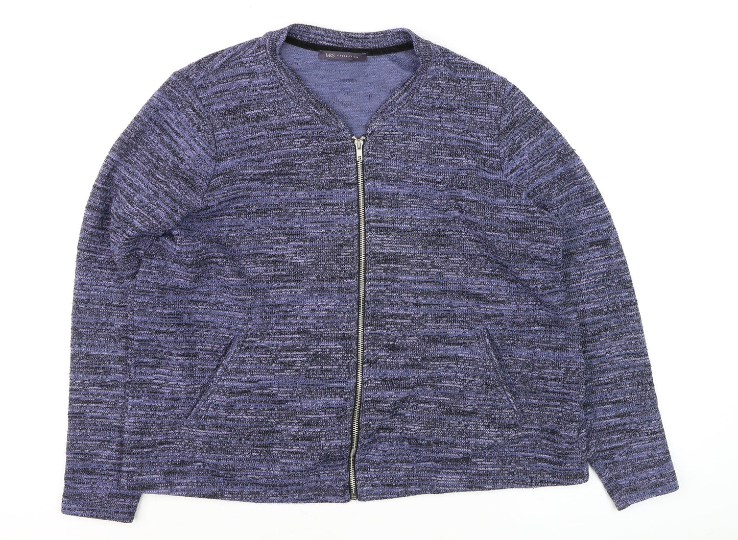 Marks and Spencer Women Blue Full Zip Knit Jumper Size 20