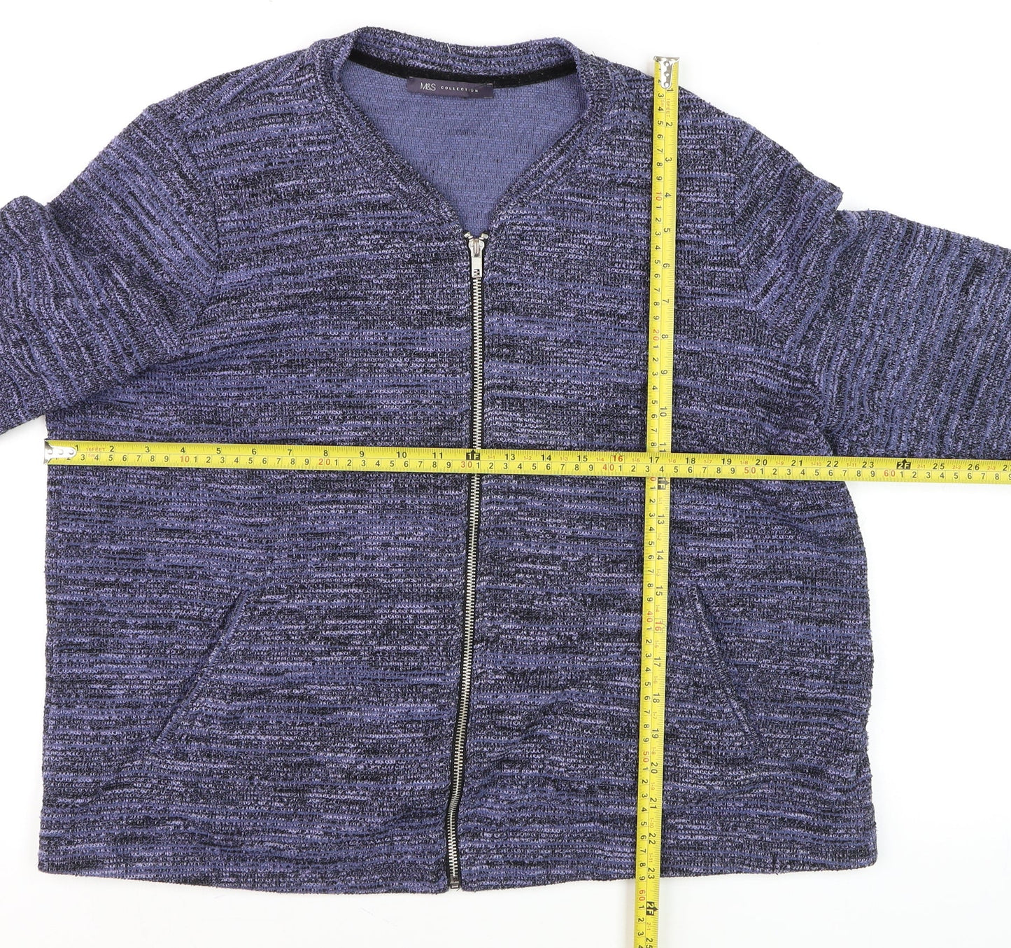 Marks and Spencer Women Blue Full Zip Knit Jumper Size 20