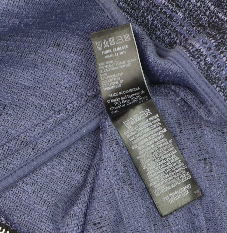 Marks and Spencer Women Blue Full Zip Knit Jumper Size 20