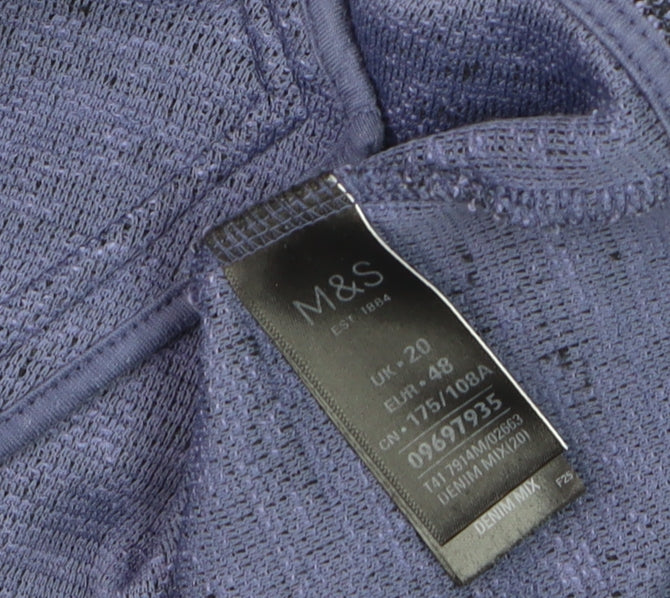 Marks and Spencer Women Blue Full Zip Knit Jumper Size 20