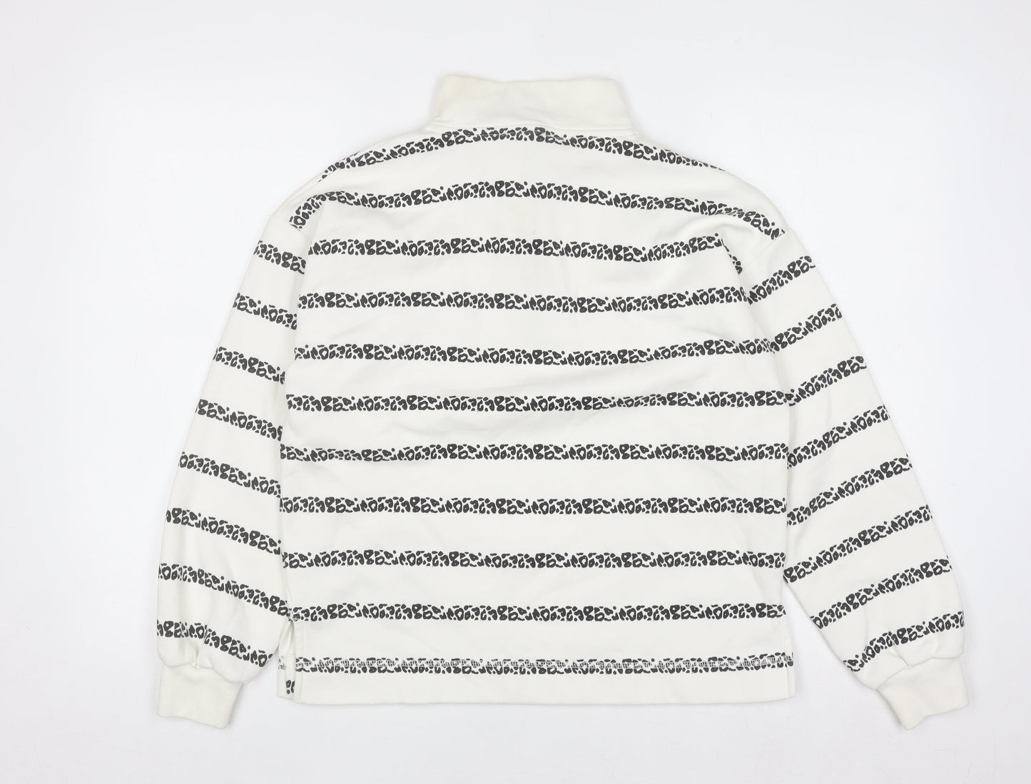Tu Woman White & Black Striped 1/4 Zip Pullover Sweatshirt Size S