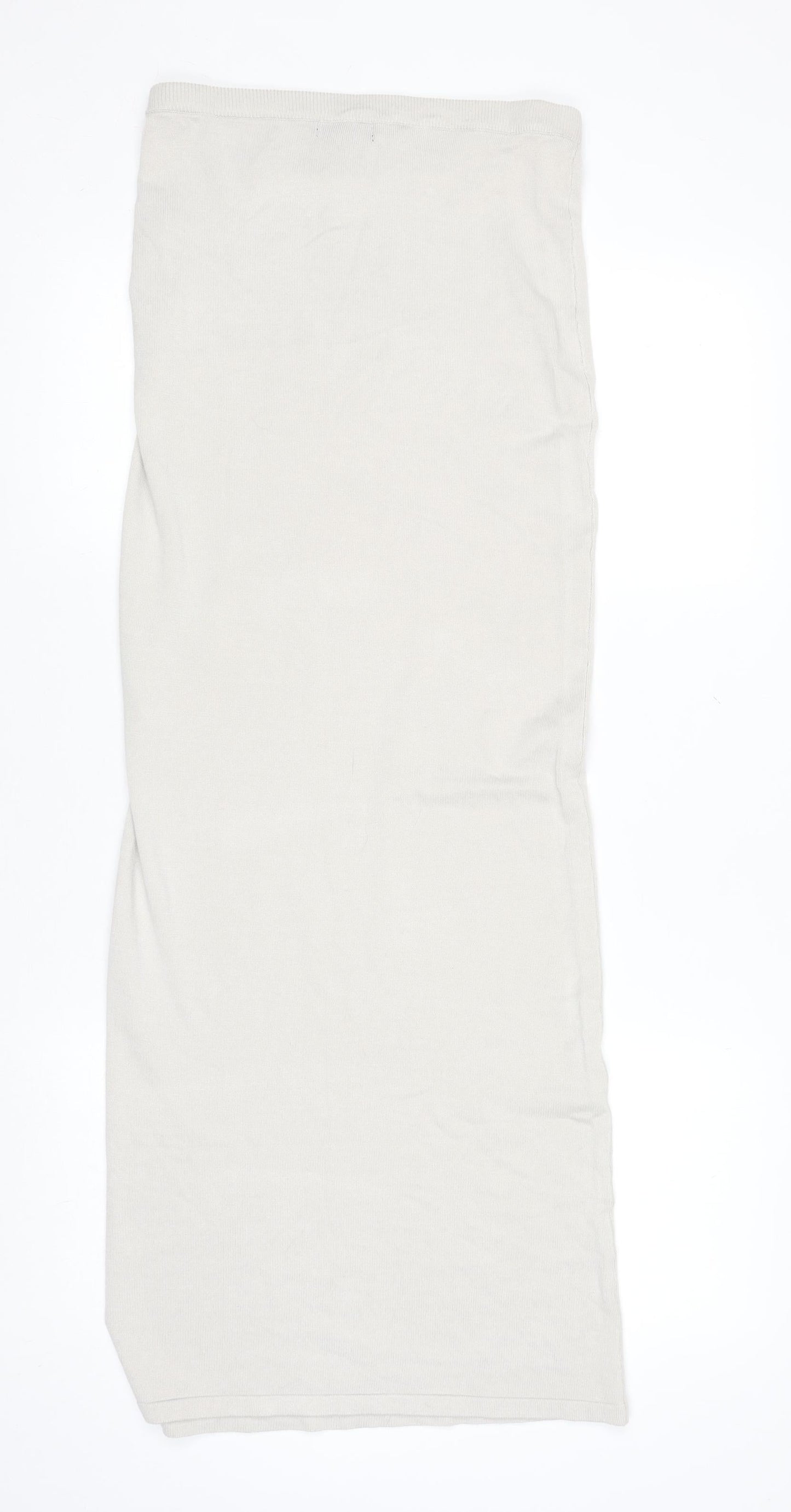 PrettyLittleThing Womens Beige Long Pencil Knit Skirt Size S