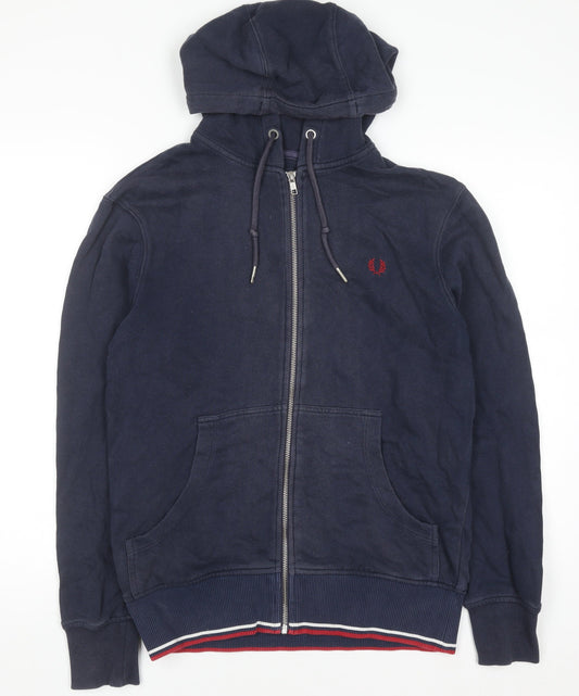 Fred Perry Men's Blue Full Zip Hoodie Size S Cotton Classic