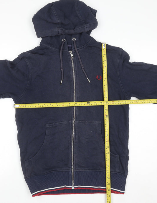 Fred Perry Men's Blue Full Zip Hoodie Size S Cotton Classic