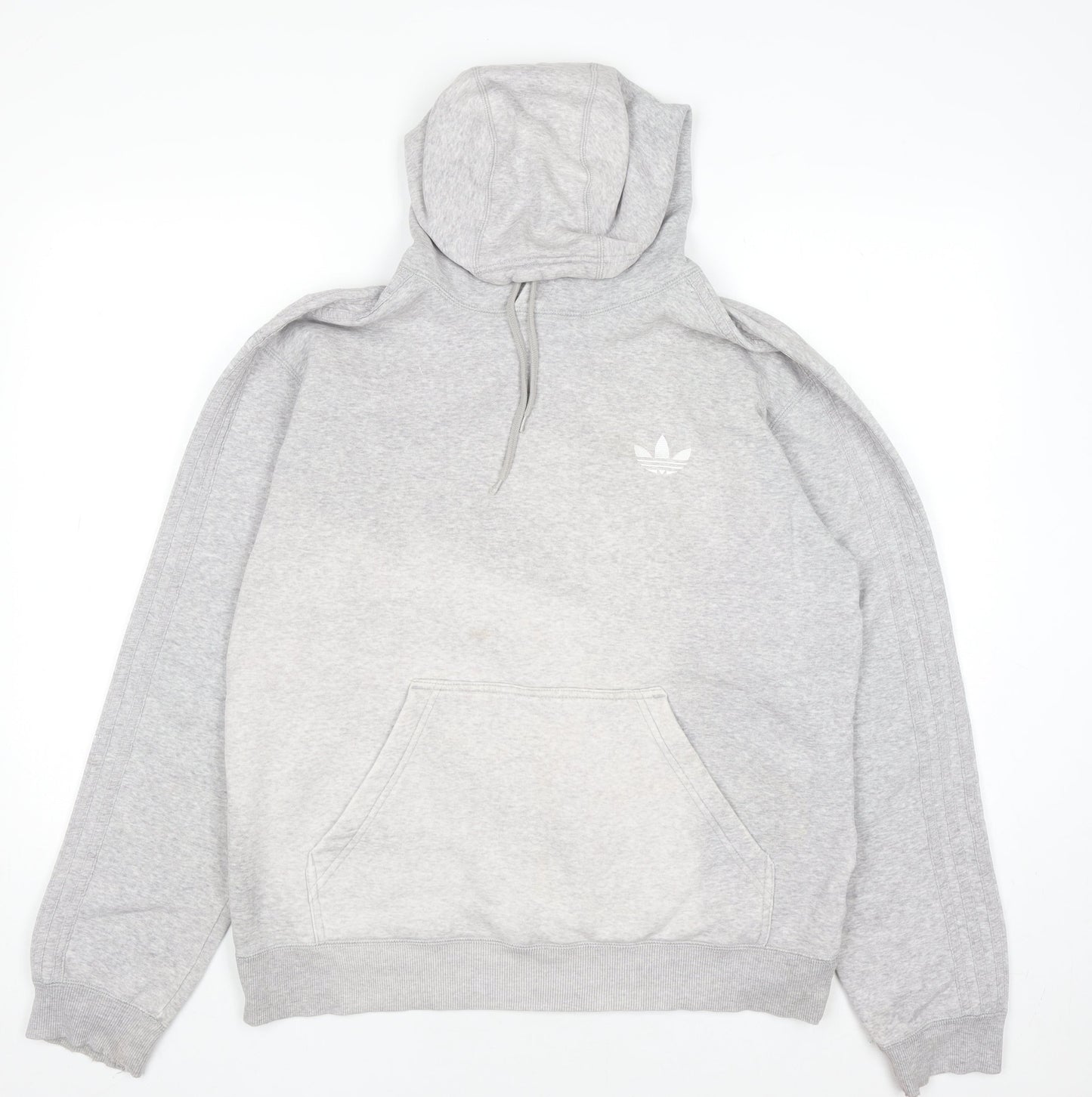 Adidas Men's Grey Pullover Hoodie Medium Logo Fleece Sweatshirt