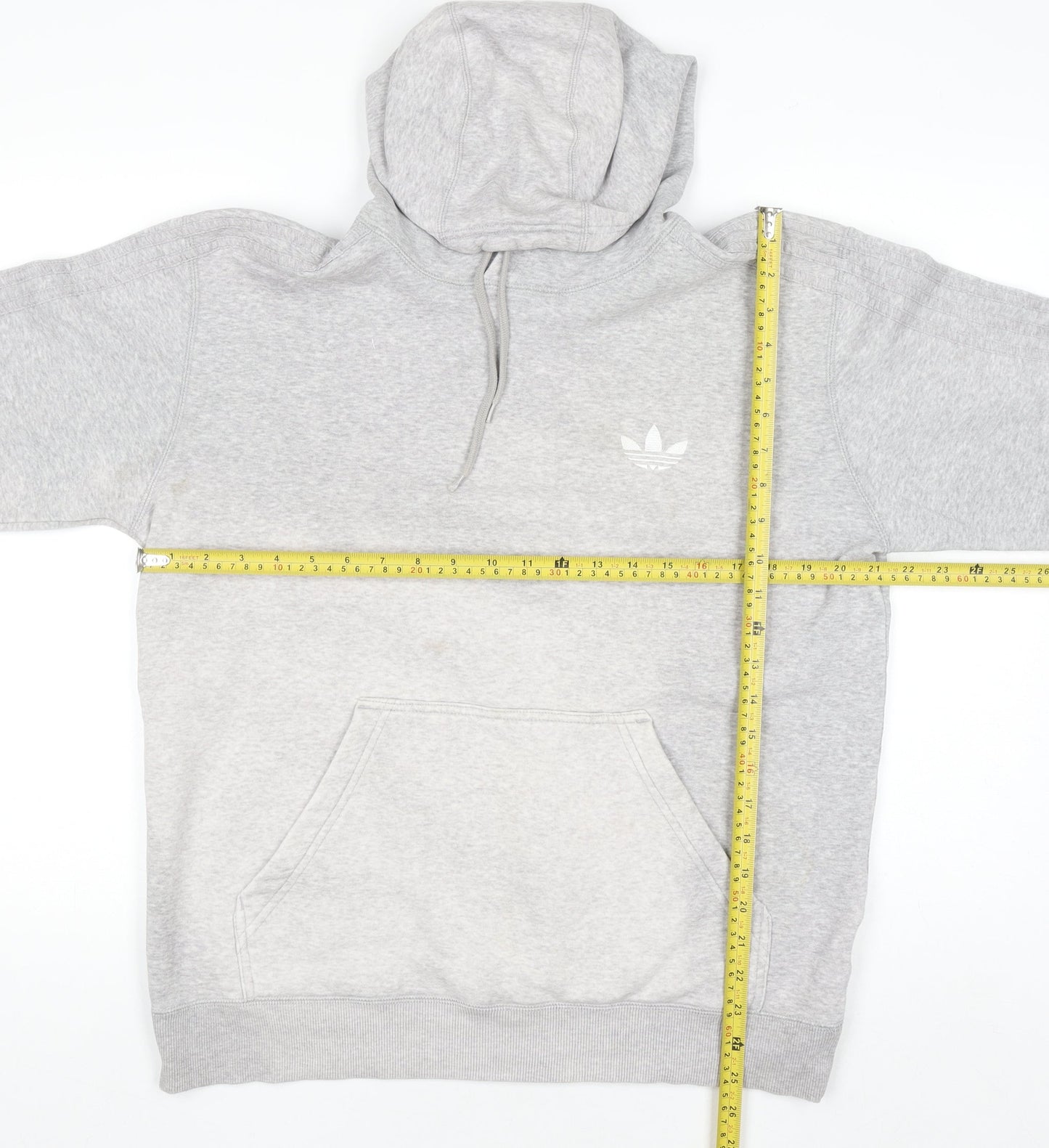 Adidas Men's Grey Pullover Hoodie Medium Logo Fleece Sweatshirt