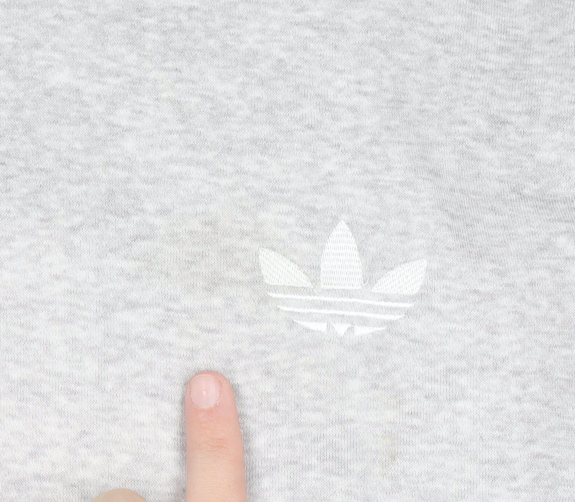 Adidas Men's Grey Pullover Hoodie Medium Logo Fleece Sweatshirt
