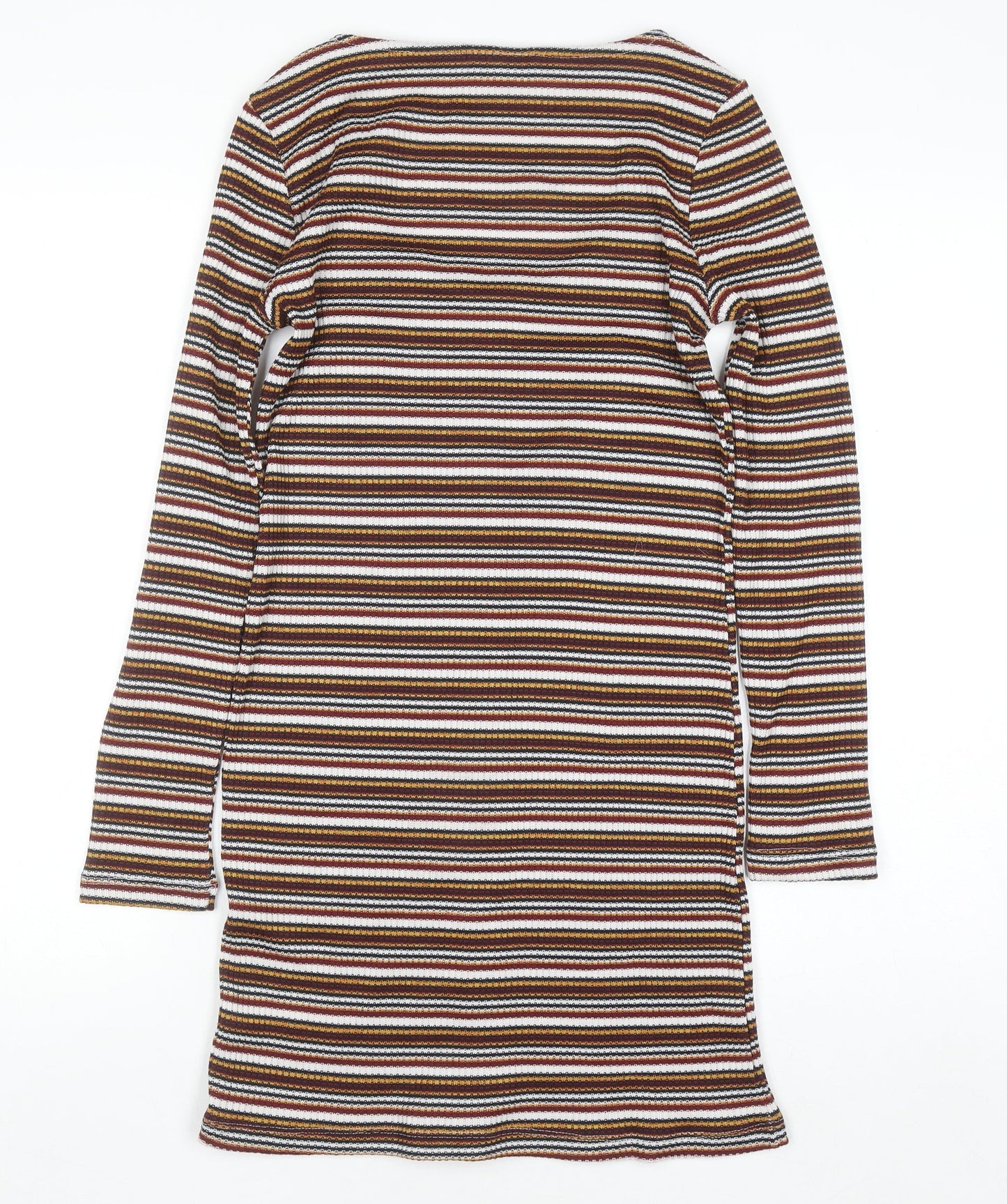 Topshop Women’s Multicoloured Striped Bodycon Dress UK 10 Long Sleeve