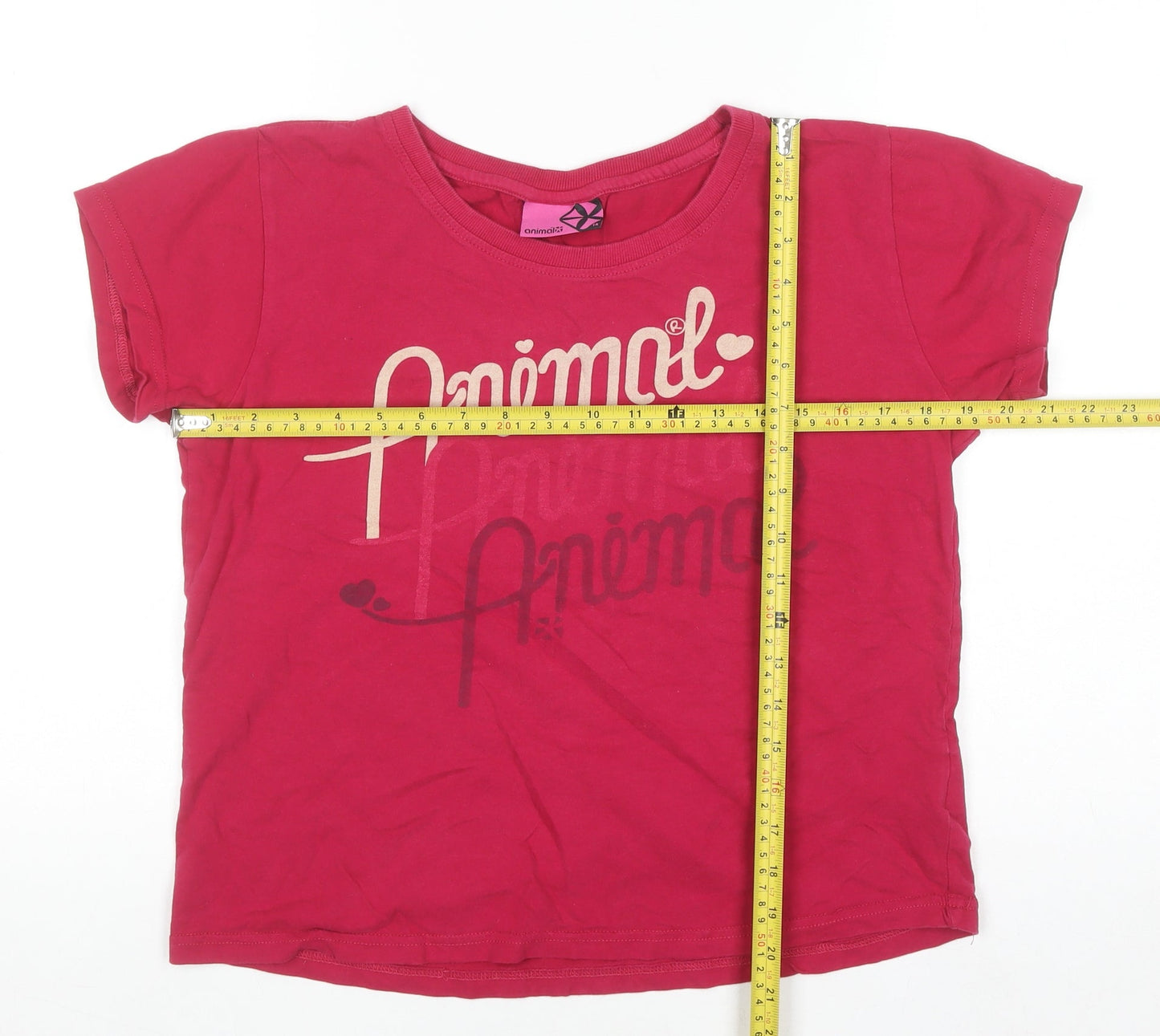 Animal Teens Pink Cotton Short Sleeve Crew Neck T-Shirt Size 14