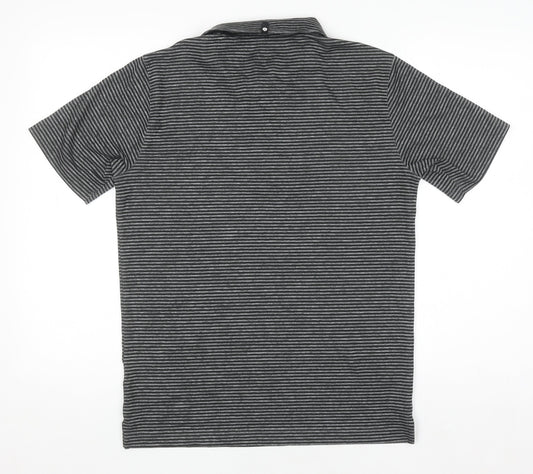 Puma Men’s Grey Striped Polo Shirt Size S Regular Fit