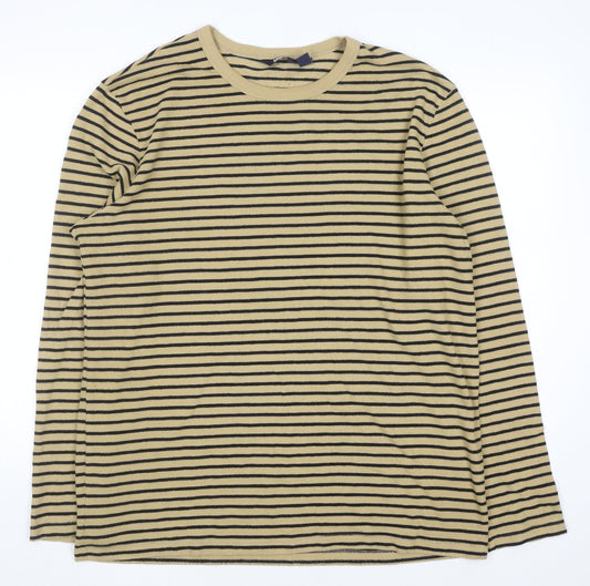 Lands' End Men's Beige Stripe Long Sleeve Casual Top XXL