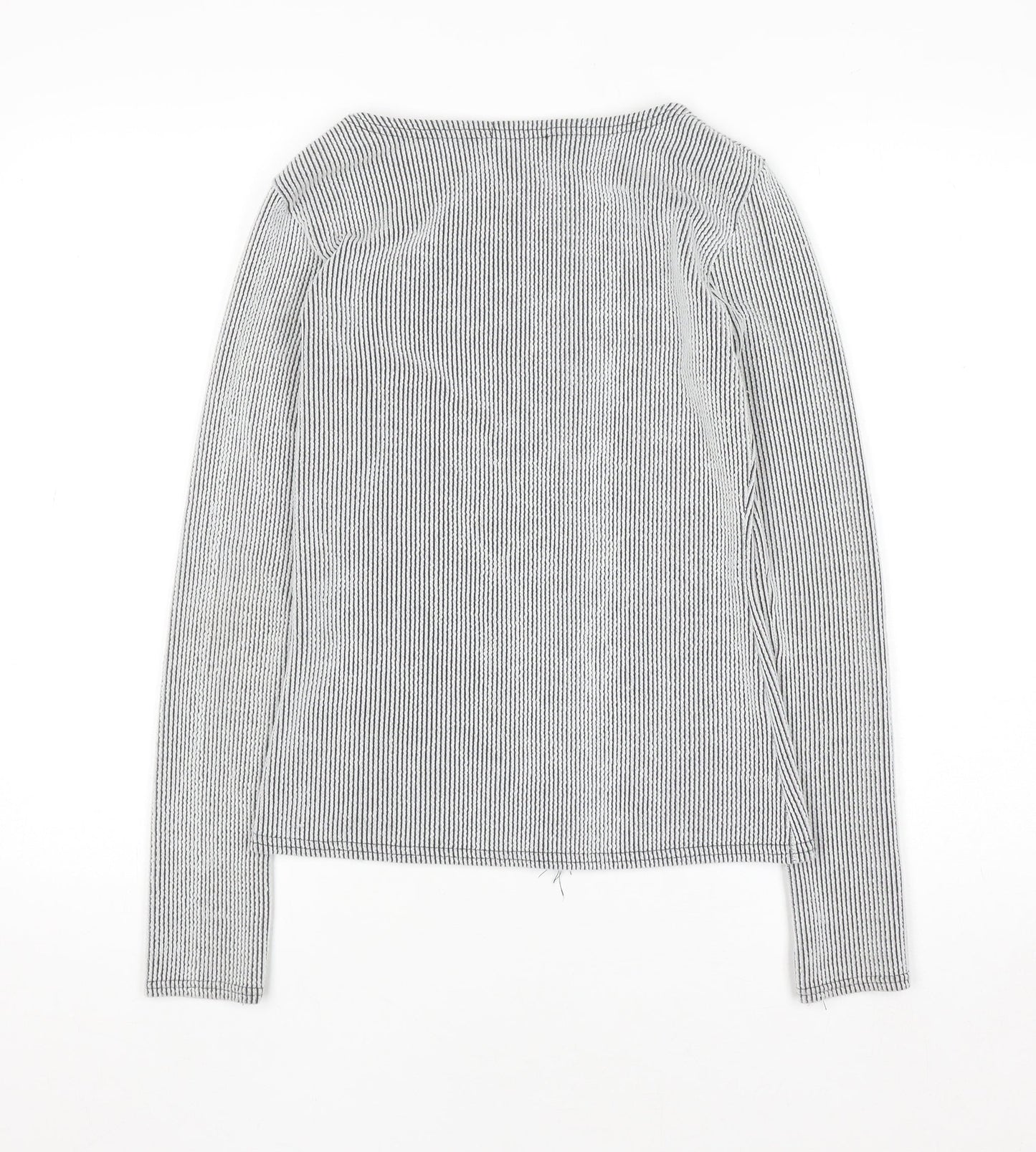 PrettyLittleThing Women’s Grey Striped Zip-Up Slim Jacket UK 10