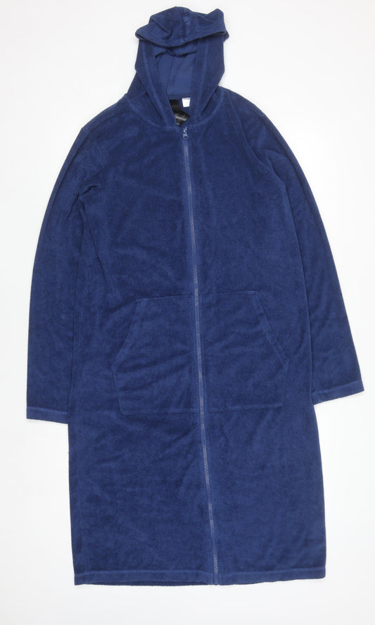 H&M Boys Blue Full Zip Hoodie Jacket Size 14 Long Sleeve Fleece Cotton Blend