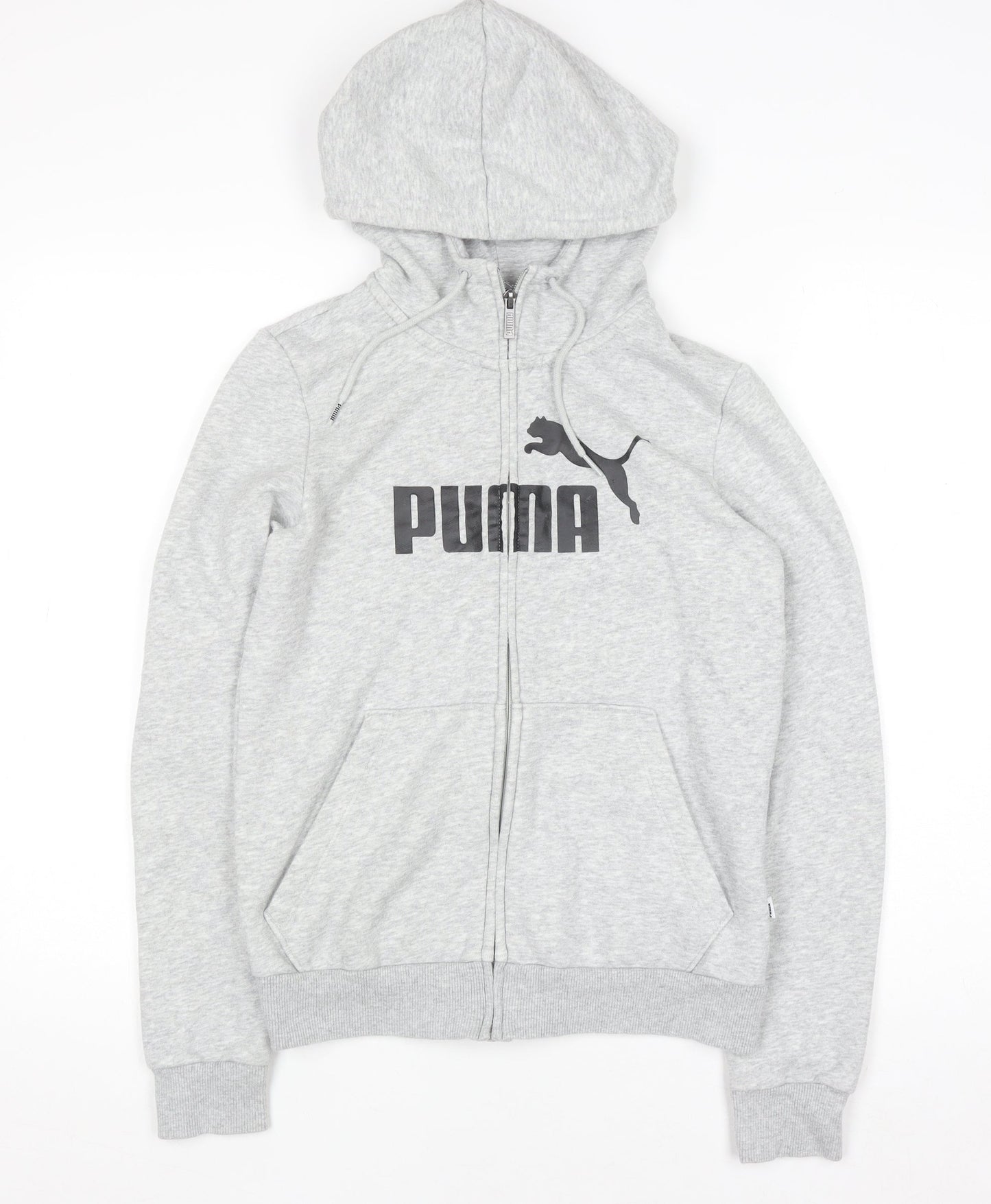 Puma Womens Grey Full Zip Hoodie Size 8 Cotton Blend