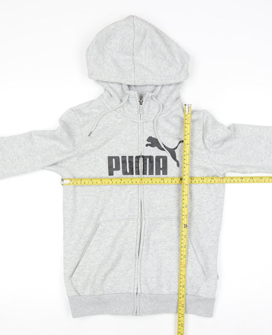 Puma Womens Grey Full Zip Hoodie Size 8 Cotton Blend
