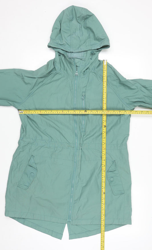 Fat Face Women's Green Hooded Parka Jacket Size 12 Cotton Blend