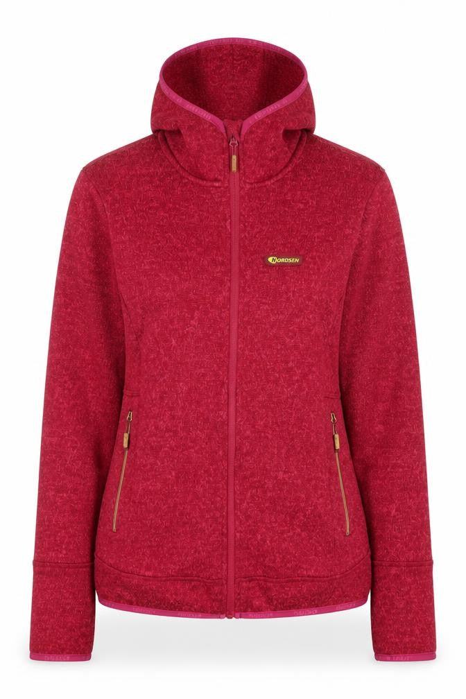 NORDSEN Women Red Full Zip Hooded Sweatshirt Small Fleece Warm
