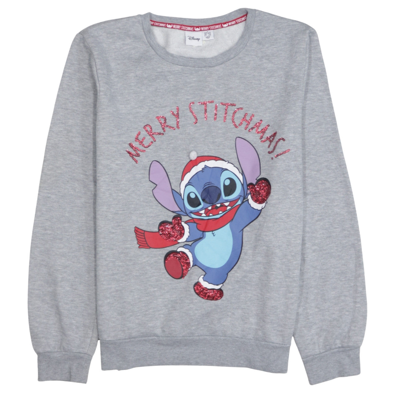Disney Women Grey Stitch Christmas Sweatshirt Size S 10/12