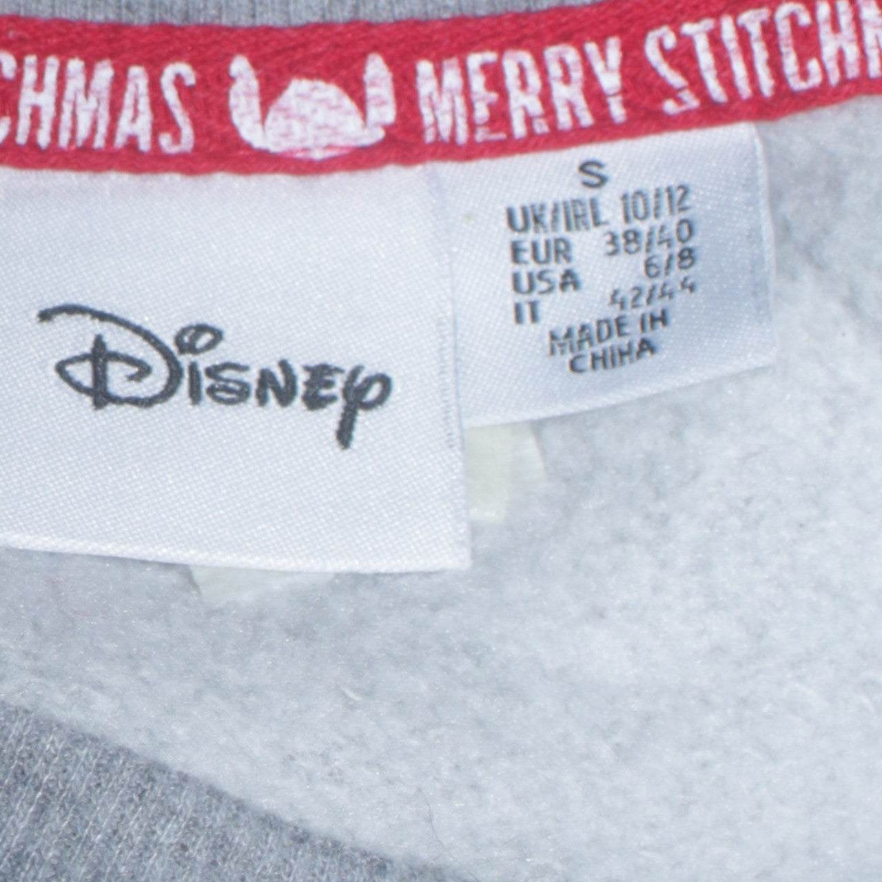 Disney Women Grey Stitch Christmas Sweatshirt Size S 10/12