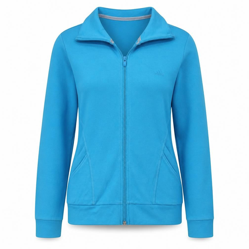 Adidas Women Blue Full Zip Sweatshirt Size 14 Organic Cotton Essentials