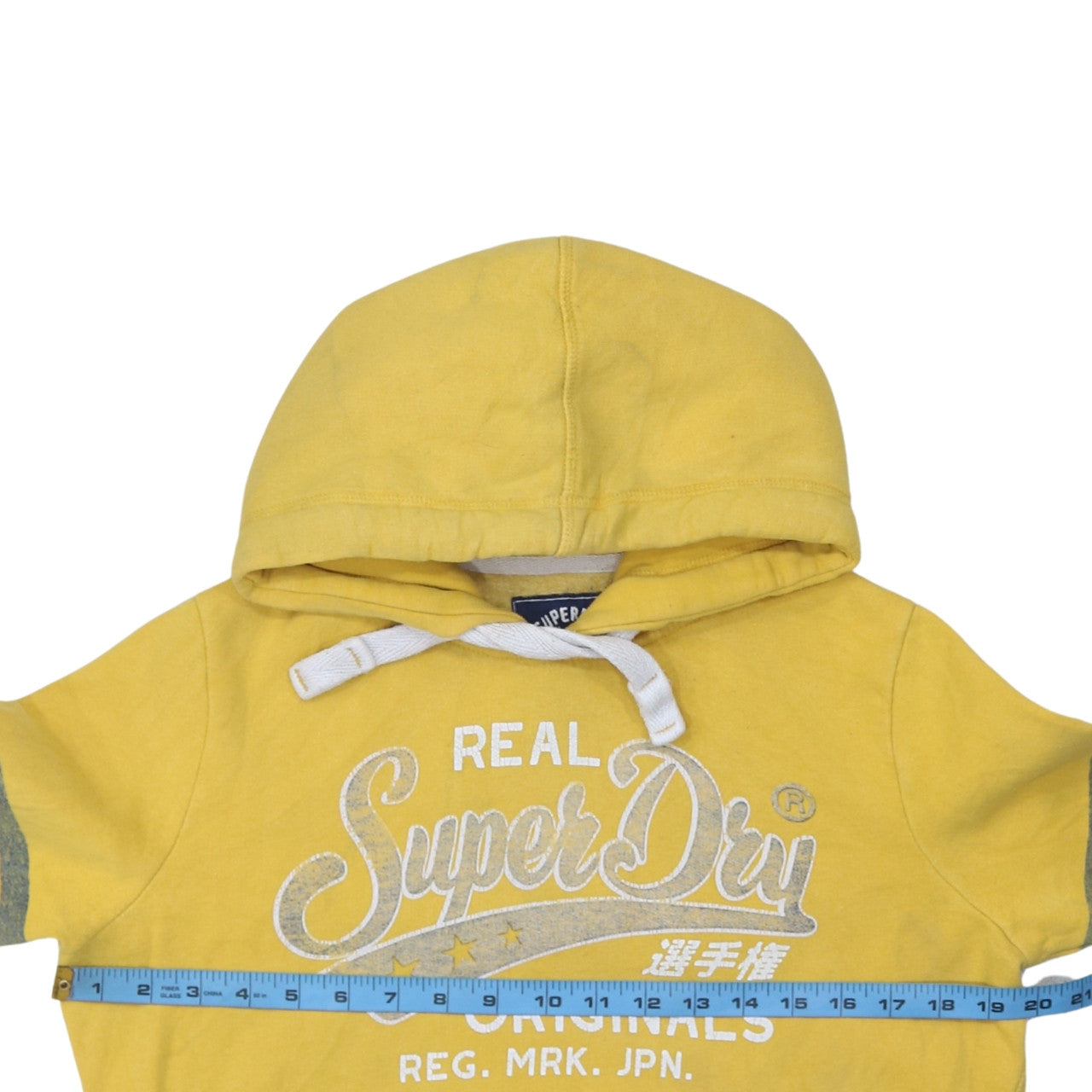 Superdry Women's Yellow Pullover Hoodie Size 12 Graphic Print Cotton