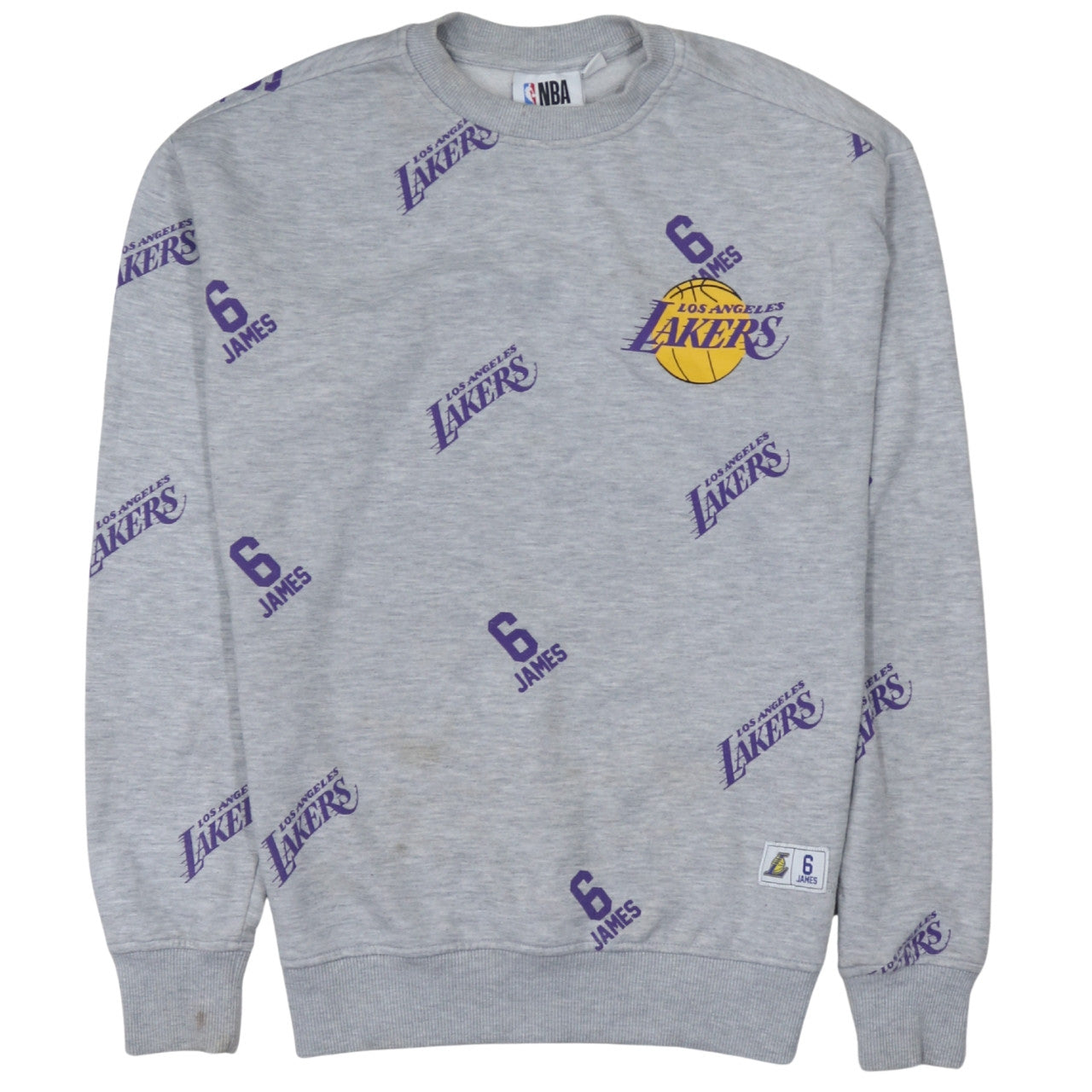 Primark NBA Los Angeles Lakers Grey Men's Small Crew Neck Sweatshirt