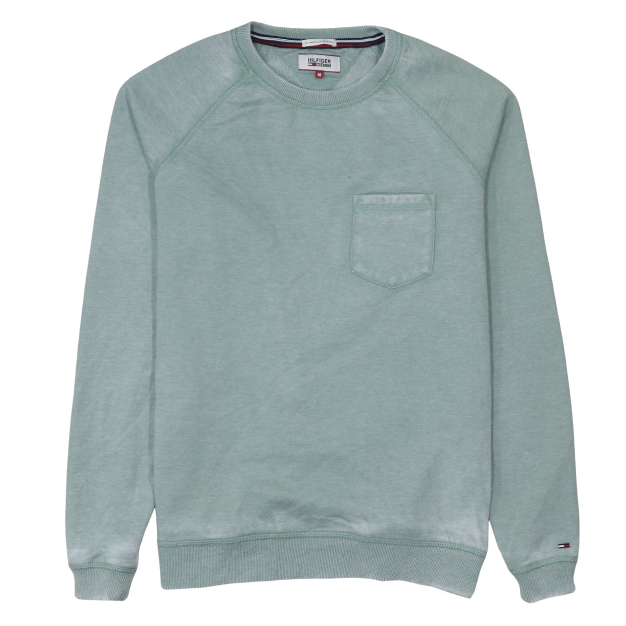 Hilfiger Denim Men's Green Crew Neck Sweatshirt M Regular Fit