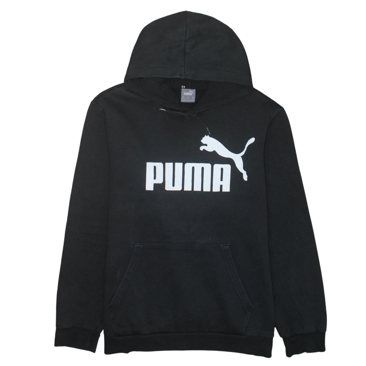 Additional front view of Puma Men's Black XL Pullover Hoodie with Logo Print