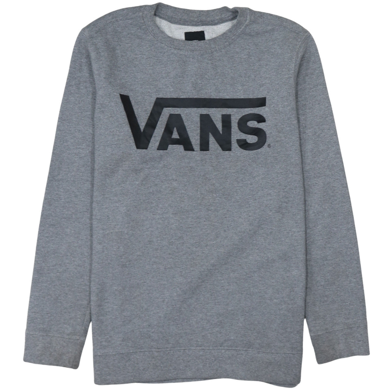 Vans Men Grey Large Logo Crew Neck Pullover Sweatshirt