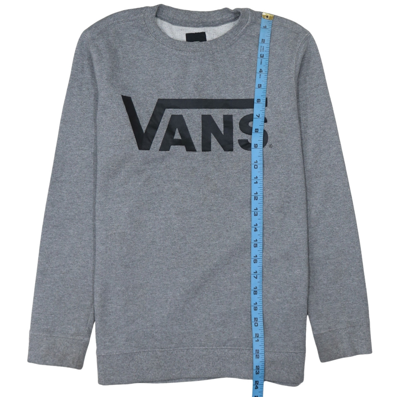 Vans Men Grey Large Logo Crew Neck Pullover Sweatshirt