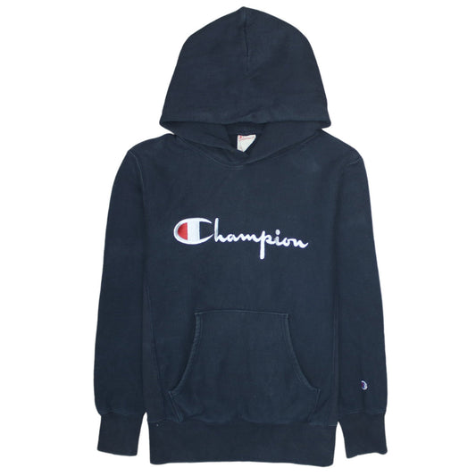 Champion Men's Black Reverse Weave Pullover Hoodie Size L Embroidered Logo