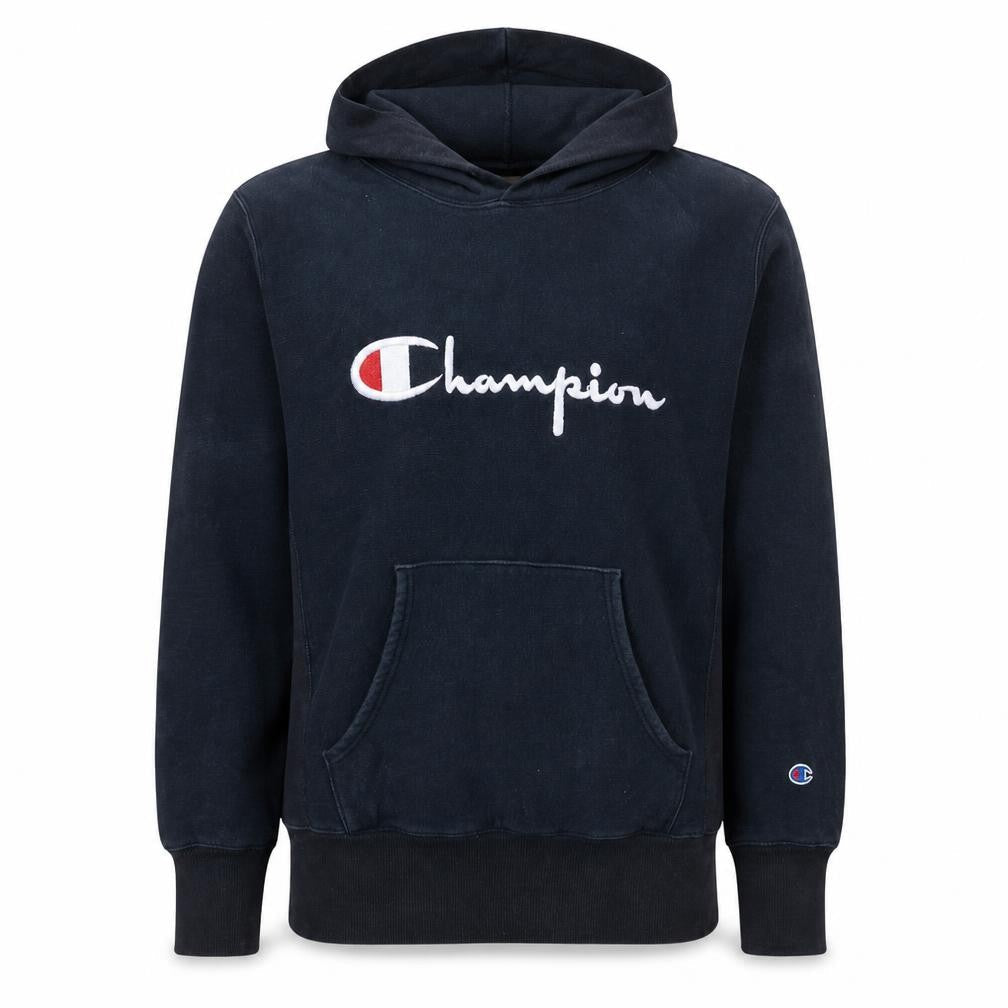 Champion Men's Black Reverse Weave Pullover Hoodie Size L Embroidered Logo