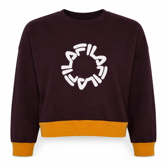 FILA Womens Burgundy & Mustard Logo Pullover Sweatshirt UK 14